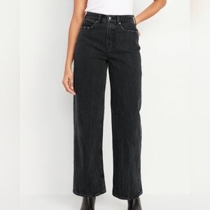 NWOT: Old Navy Black Wide Leg Jean with extra high waist